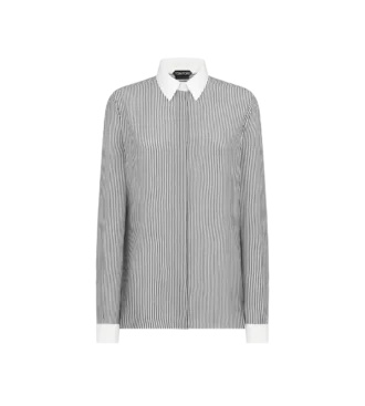 Camicia in seta a righe con dettagli a contrasto
