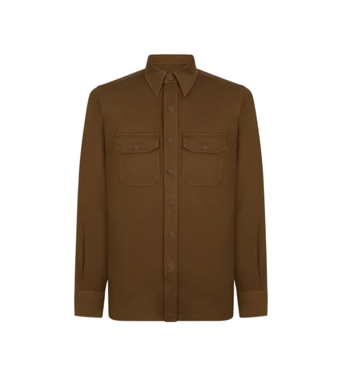 Camicia militare in cotone e lino Camicia militare in cotone e lino