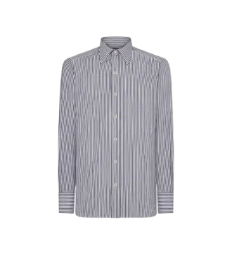 Camicia slim fit in cotone e seta a righe