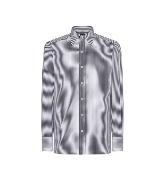 Camicia slim fit in cotone e seta a righe