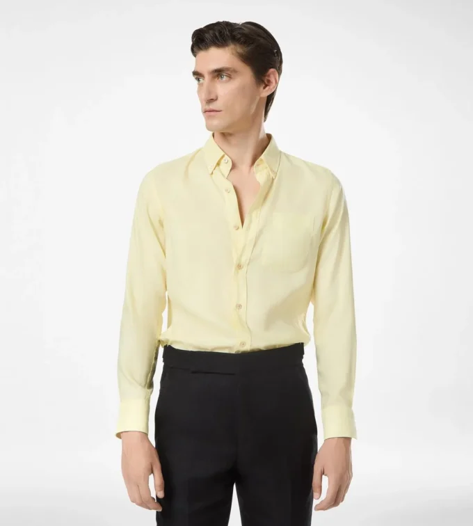 Camicia slim fit in gabardine fluido Camicia slim fit in gabardine fluido