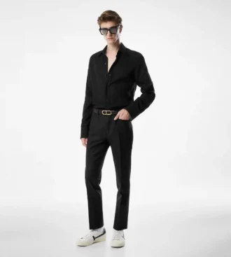 Camicia slim fit in raso crepe