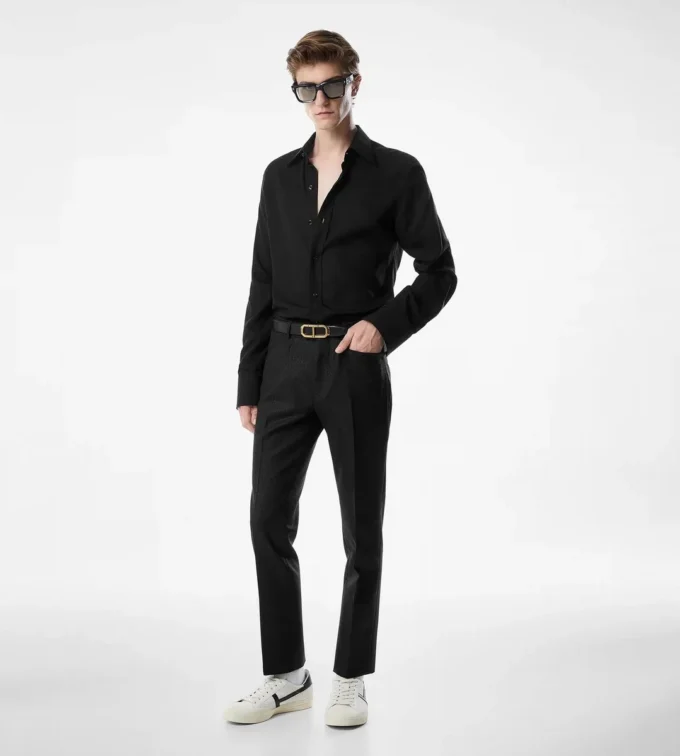 Camicia slim fit in raso crepe