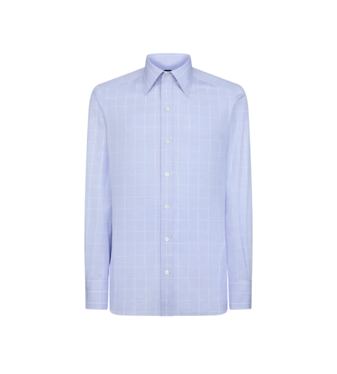 Camicia slim fit in tessuto Principe di Galles