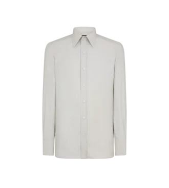Camicia slim fit in twill lavato