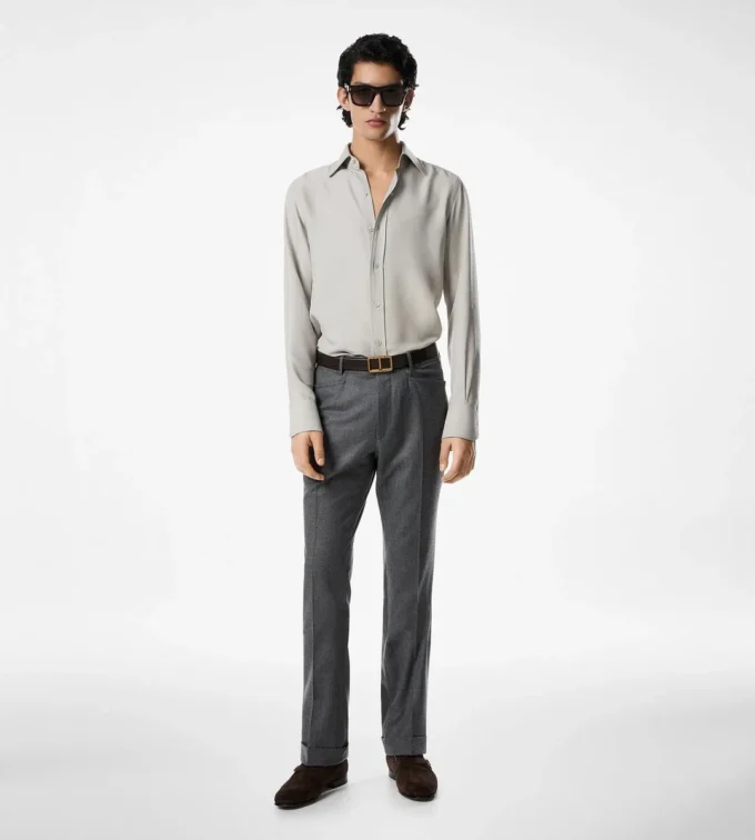Camicia slim fit in twill lavato Camicia slim fit in twill lavato