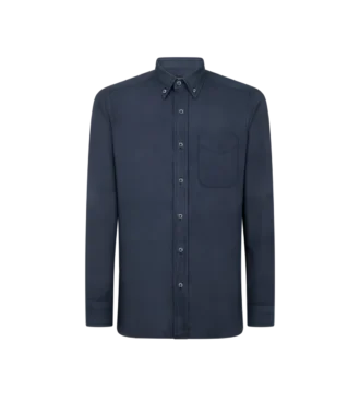 Camicia slim fit in twill leggero di cashmere