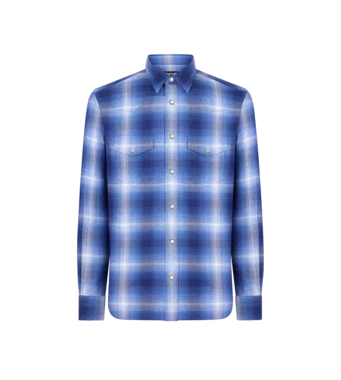 Camicia western con motivo a quadri sfumato Camicia western con motivo a quadri sfumato
