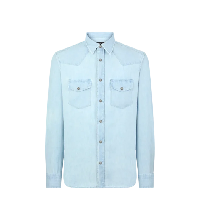 Camicia western in chambray denim