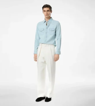 Camicia western in chambray denim