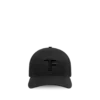 Cappellino in tela e pelle liscia