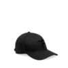 Cappellino in tela e pelle liscia