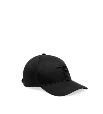 Cappellino in tela e pelle liscia