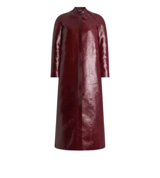 Cappotto da motociclista in pelle stampata e duchesse lavata