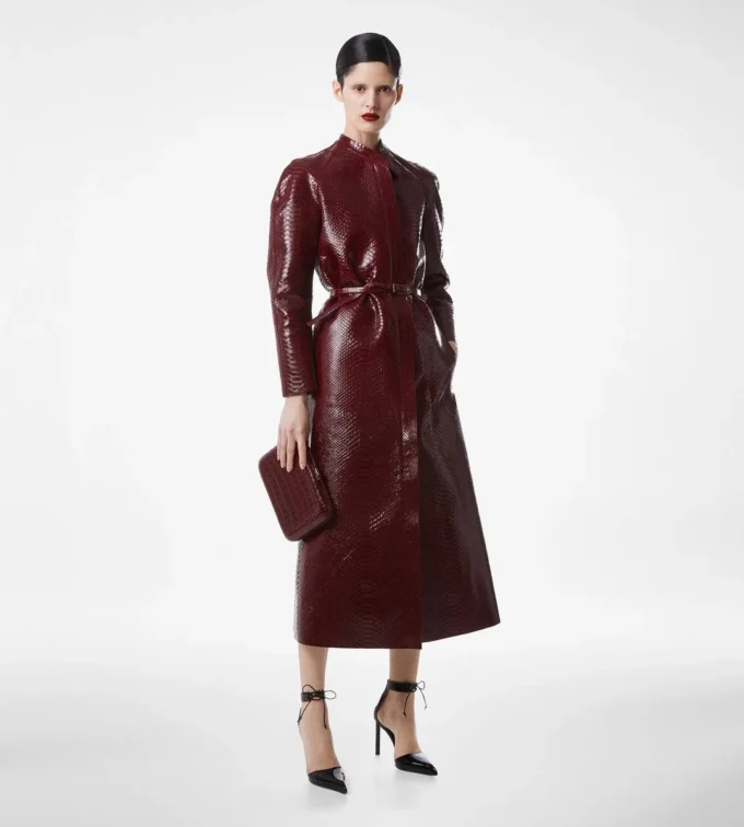 Cappotto da motociclista in pelle stampata e duchesse lavata Cappotto da motociclista in pelle stampata e duchesse lavata