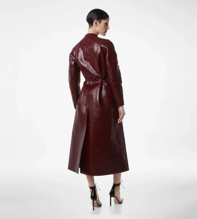 Cappotto da motociclista in pelle stampata e duchesse lavata Cappotto da motociclista in pelle stampata e duchesse lavata
