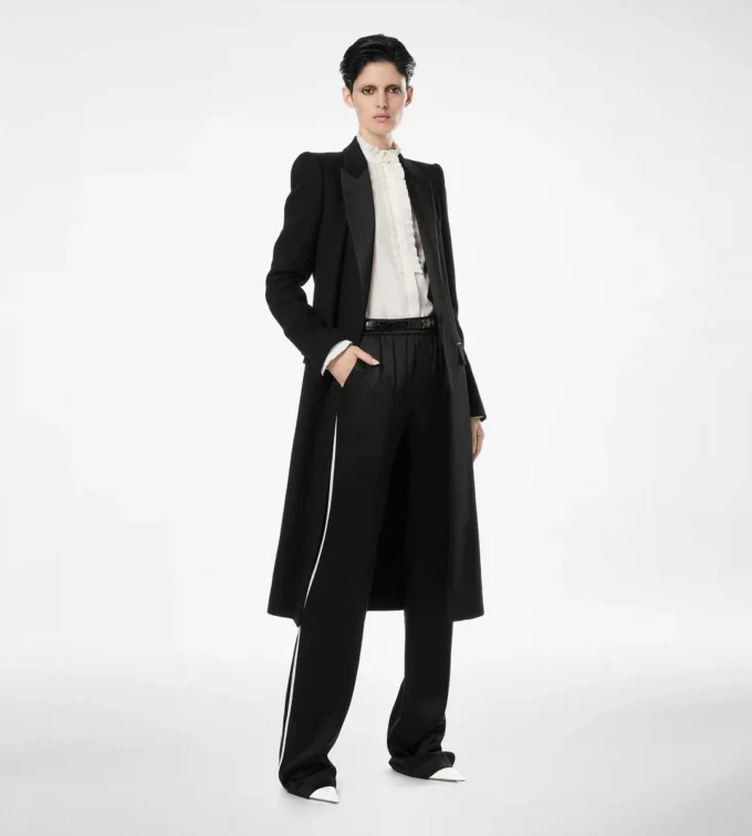 Cappotto da sera monopetto in lana leggera double face Cappotto da sera monopetto in lana leggera double face