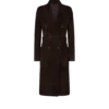 Cappotto doppiopetto in pelle scamosciata con cintura Cappotto doppiopetto in pelle scamosciata con cintura
