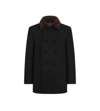 Cappotto in lana melton e shearling