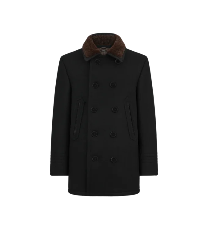 Cappotto in lana melton e shearling Cappotto in lana melton e shearling