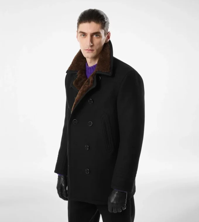 Cappotto in lana melton e shearling Cappotto in lana melton e shearling