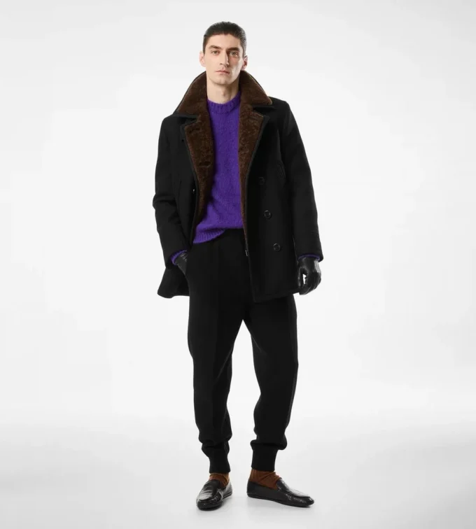 Cappotto in lana melton e shearling Cappotto in lana melton e shearling