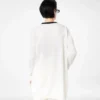 Cardigan aperto di media lunghezza in piqué di merino con rifiniture in raso