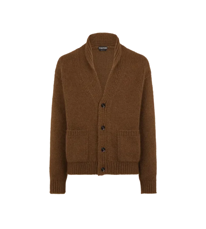 Cardigan con collo a scialle in cashmere