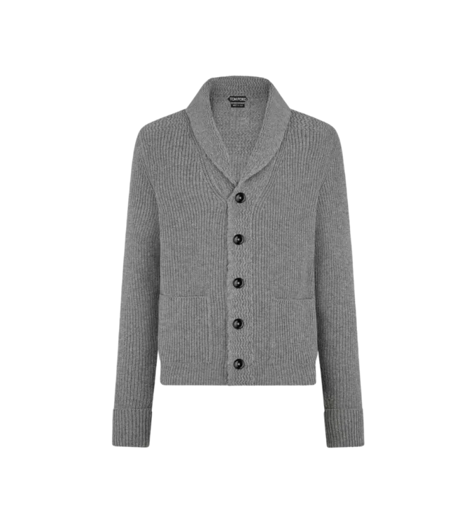 Cardigan con collo a scialle in cashmere