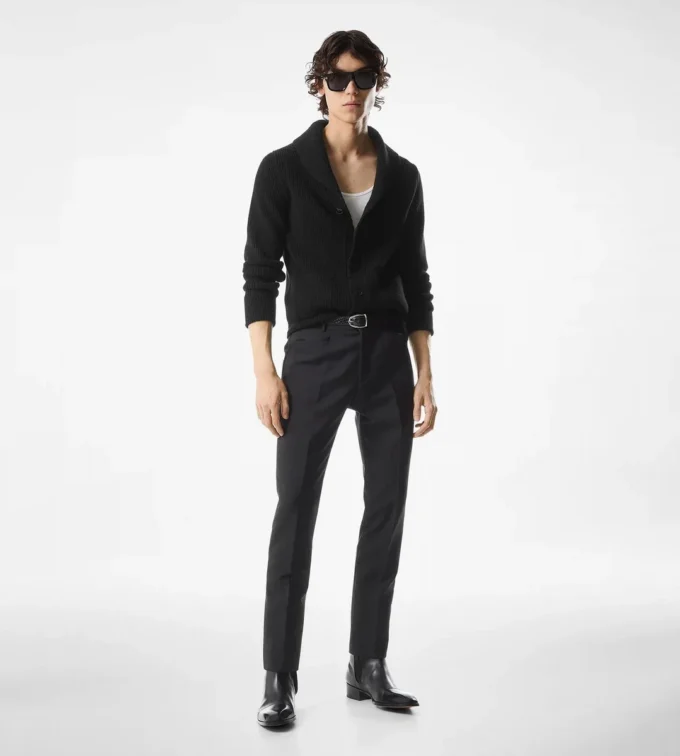 Cardigan con collo a scialle in cashmere