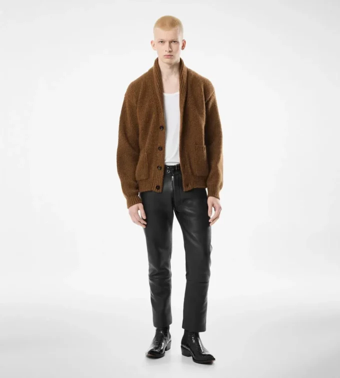 Cardigan con collo a scialle in cashmere