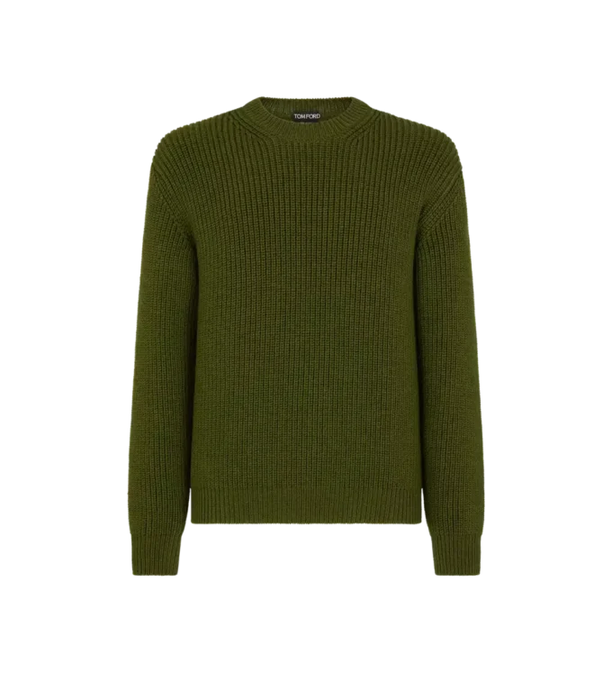 Cardigan corto in lana merino con collo a giro