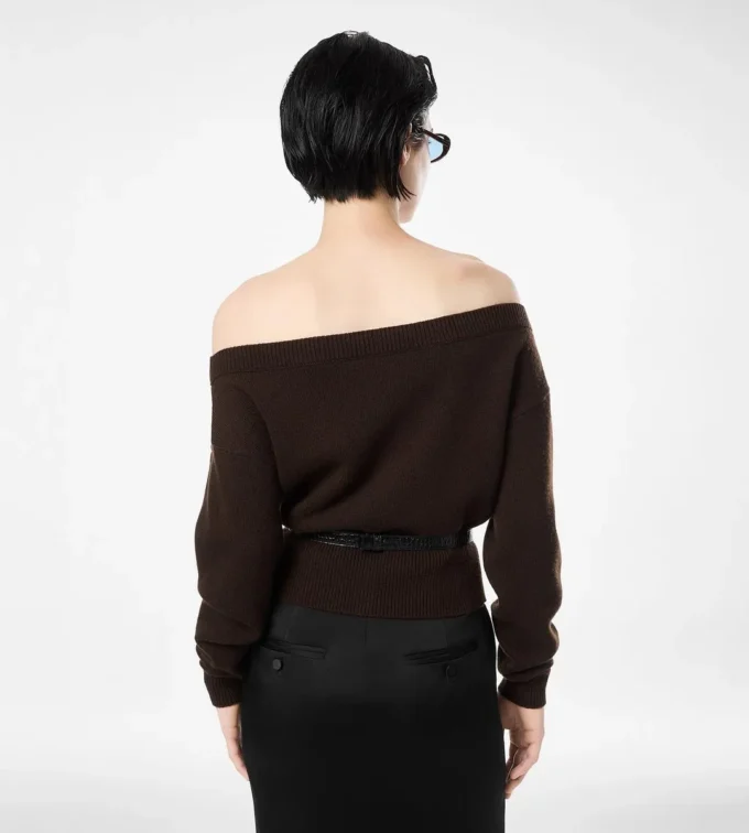 Cardigan corto in morbido cashmere con scollo aperto
