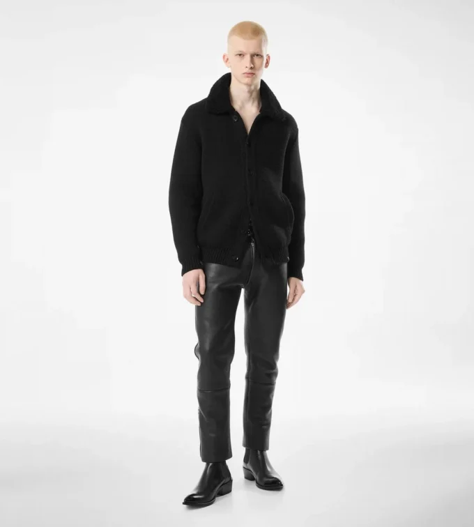 Cardigan in cashmere con collo in shearling Cardigan in cashmere con collo in shearling