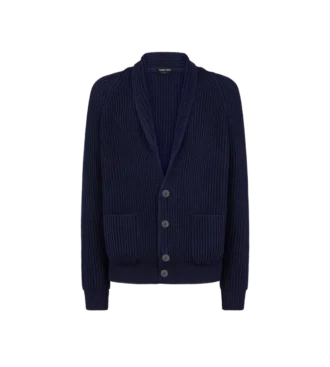 Cardigan in cotone e seta con collo a scialle
