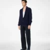 Cardigan in cotone e seta con collo a scialle