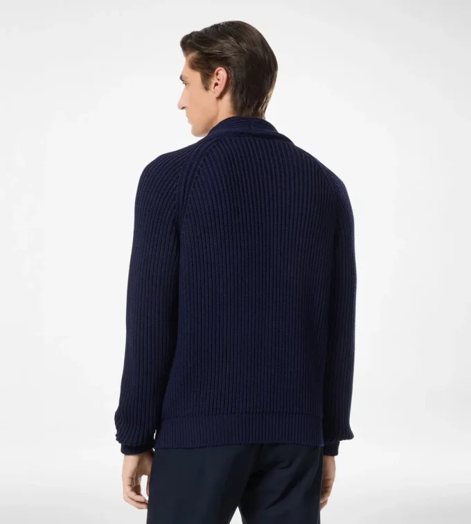 Cardigan in cotone e seta con collo a scialle
