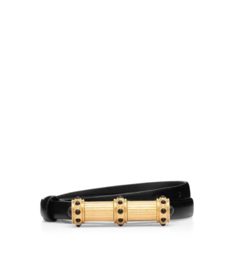 Cintura con cabochon in pelle effetto palmellato
