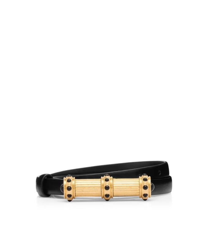 Cintura con cabochon in pelle effetto palmellato