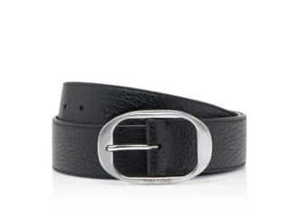 Cintura ovale in pelle fiore