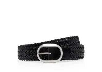 Cintura ovale in pelle intrecciata