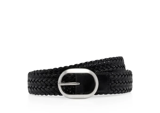 Cintura ovale in pelle intrecciata