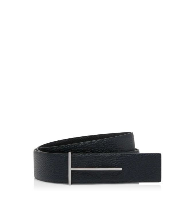 Cintura reversibile slim in pelle martellata