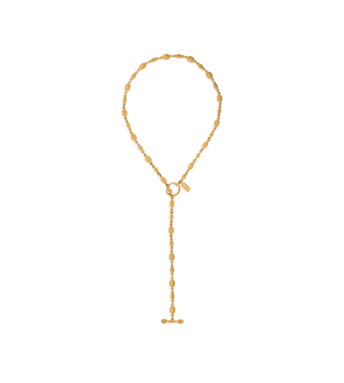 Collana Grace Lariat in ottone dorato vintage
