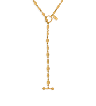 Collana Grace Lariat in ottone dorato vintage