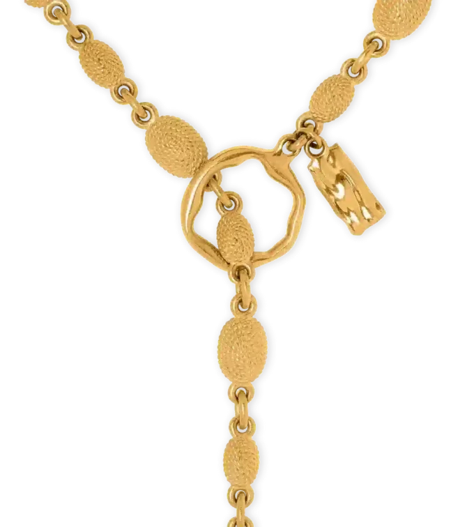 Collana Grace Lariat in ottone dorato vintage