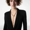 Collana Grace Lariat in ottone dorato vintage