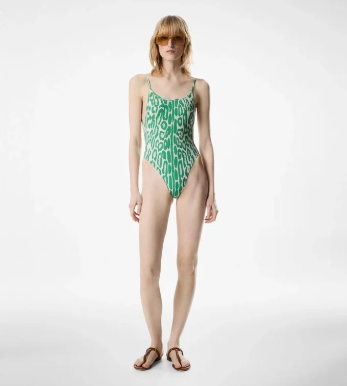 Costume da bagno con scollo rotondo profondo