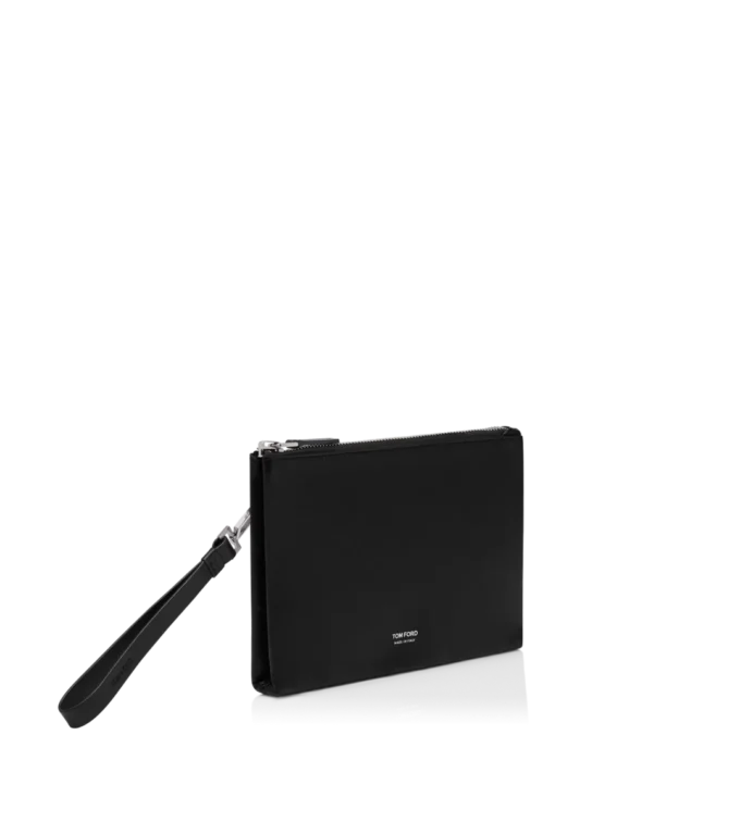 Custodia sottile minimal in pelle martellata con cinturino da polso