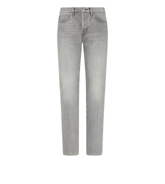 Denim grigio elasticizzato a vita alta
